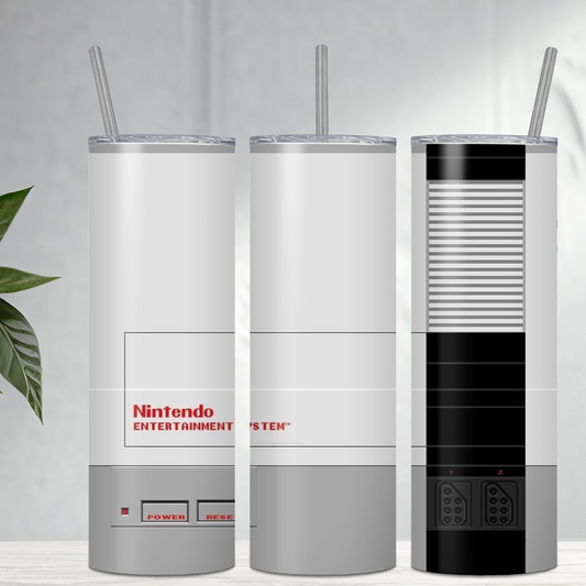 80's Inspired Game system 20-ounce Stainless Steel Tumbler with Straw