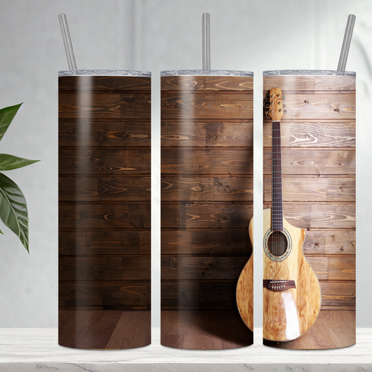 Guitarist 20 ounce stainless steel tumbler with straw