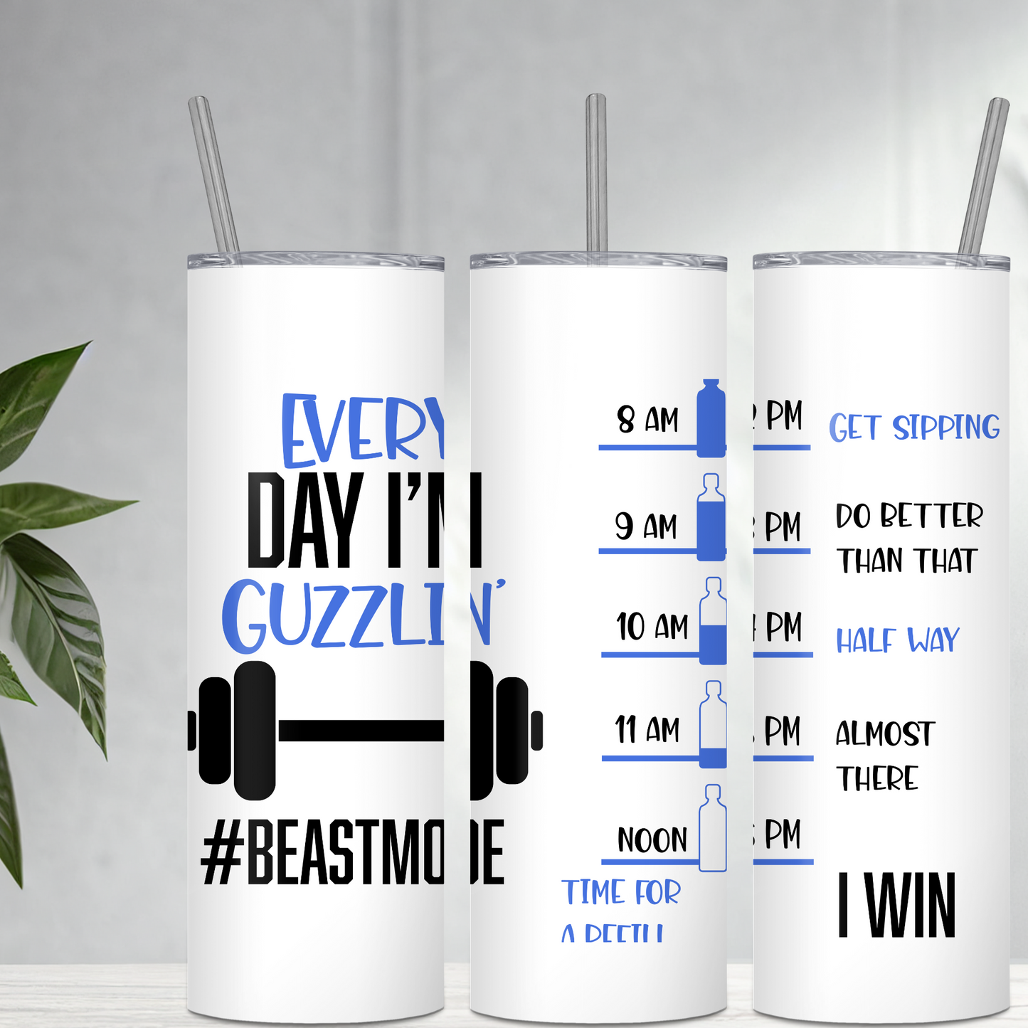 Every Day I'm Guzzling Drink Tracking 20-ounce Stainless Steel tumbler with straw