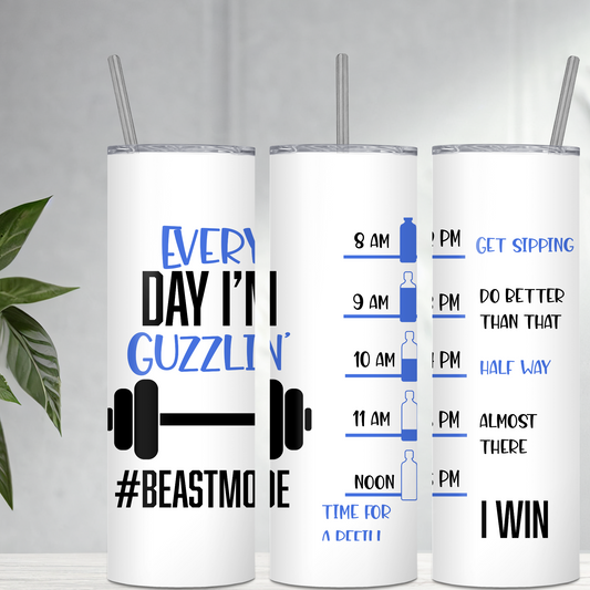 Every Day I'm Guzzling Drink Tracking 20-ounce Stainless Steel tumbler with straw