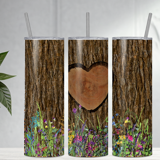 Beautiful Tree with Heart Nature inspired 20-ounce Stainless Steel Tumbler with straw