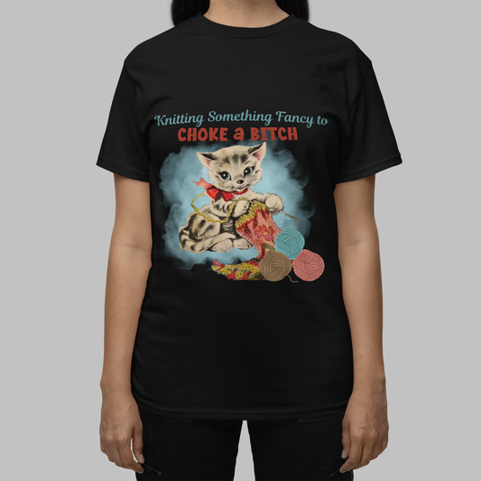 Vintage inspired Shirt funny Cat Knitting