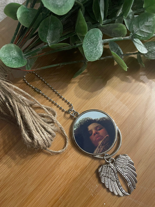 Memorial Rearview Mirror Photo  Charm