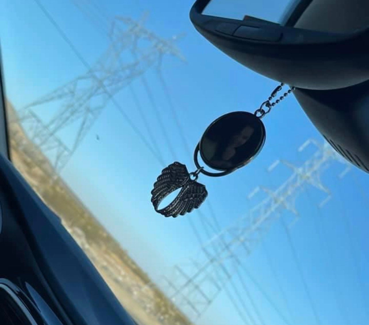 Memorial Rearview Mirror Photo  Charm